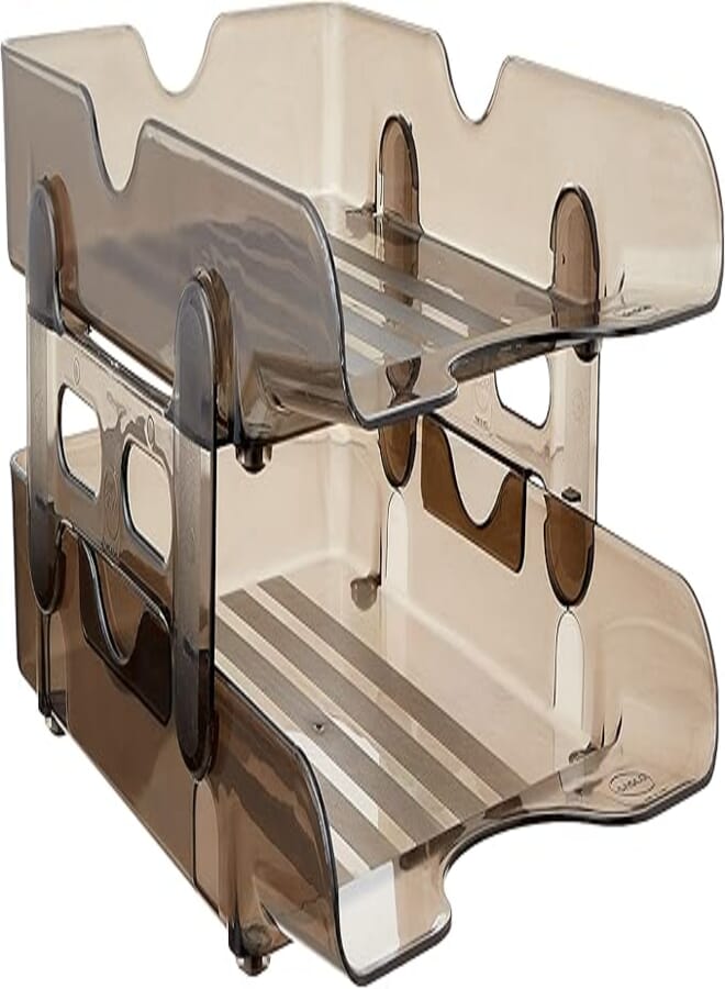 Sasco letter tray transparent/fame color,2 tiers